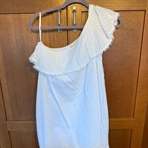 CLOTH & STONE Anthropologie White  Eyelet One Shoulder Dress XS